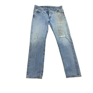 Levi's Men's 501 Straight Fit Denim Button Fly, 29x30, Straight Fit, Distressed